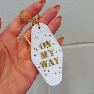 On My Way White Motel Keychain Key Tag | Acrylic